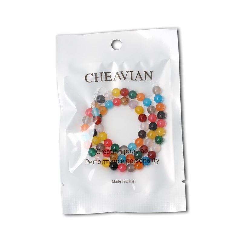 CHEAVIAN 60PCS 6mm Colorful Agate Gemstone Round Loose Beads for Jewelry Making 1 Strand 15" - Image 5